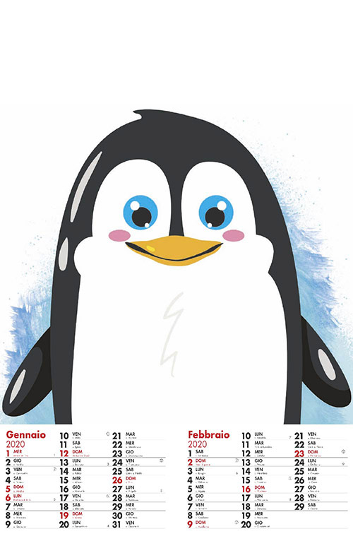 Calendario MockUp 2020 Pinguino Disegnato