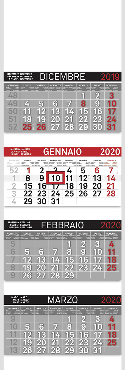 Calendario Dicembre - Marzo 2020